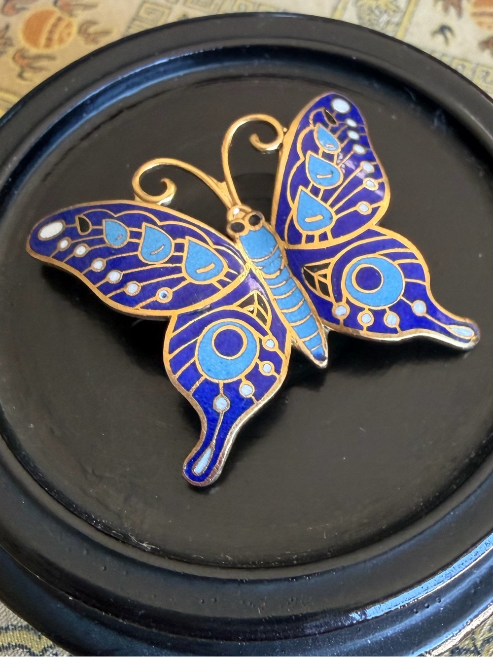 Vintage Cloisonné Butterfly Brooch & Pendant - Picture 2 of 3